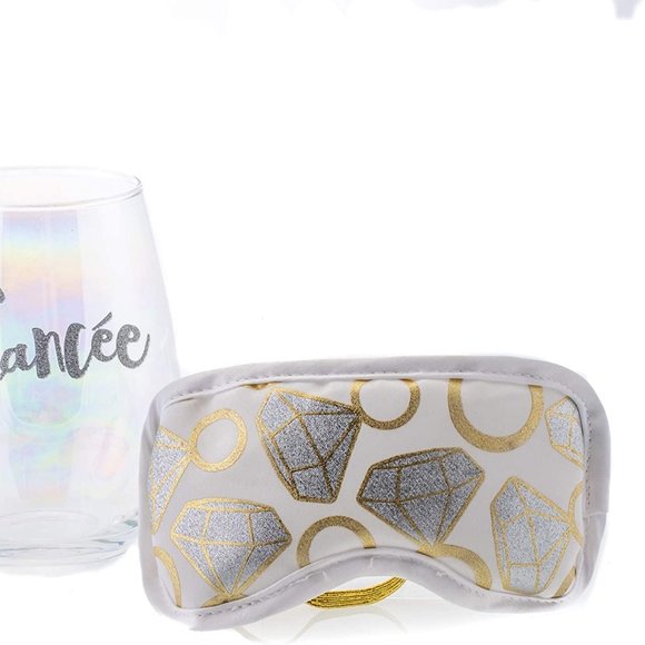 Fiancee Metallic 20 ounce Stemless Wine Glass and Eye Mask Set! New! For brides! - Picture 4 of 5